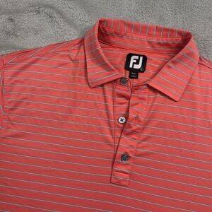 FootJoy Golf Polo Shirt‎ Mens Large FJ Performance Coral Striped Athletic